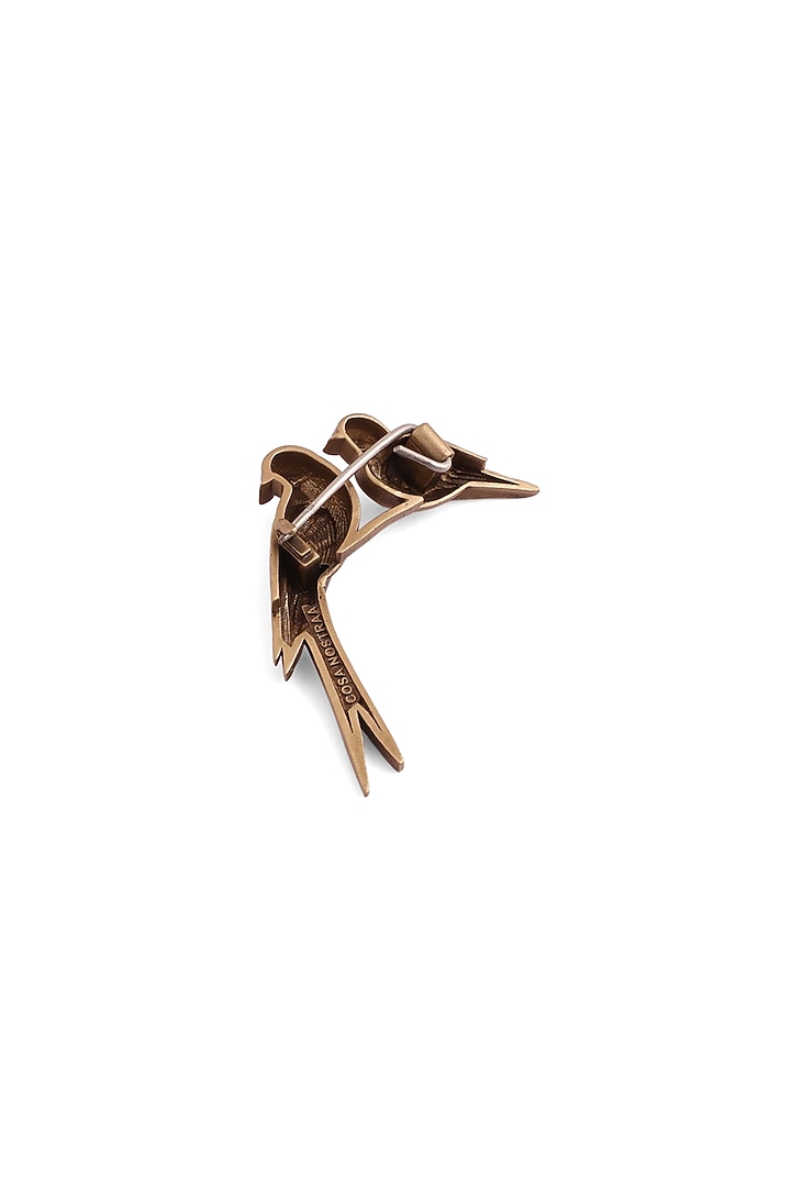 Antique Gold Brass Two-Bonded Swallow Brooch by Cosa Nostraa at Pernia's Pop Up Shop