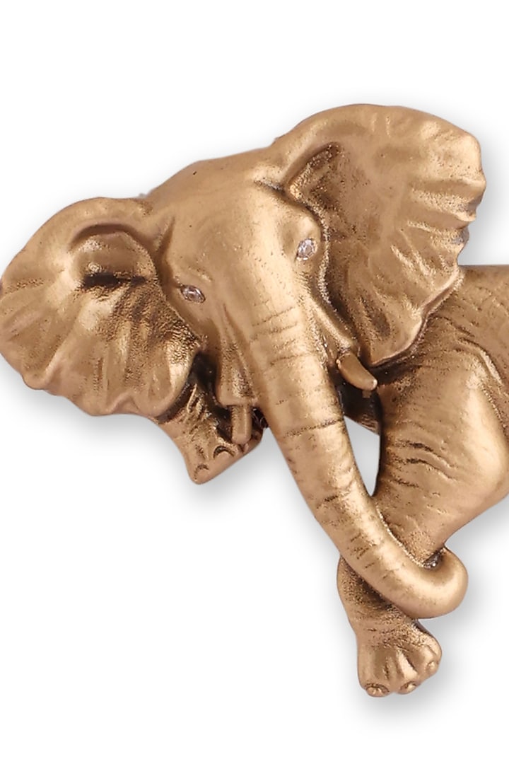 Antique Gold Brass Majestic Guardian Elephant Brooch by Cosa Nostraa at Pernia's Pop Up Shop