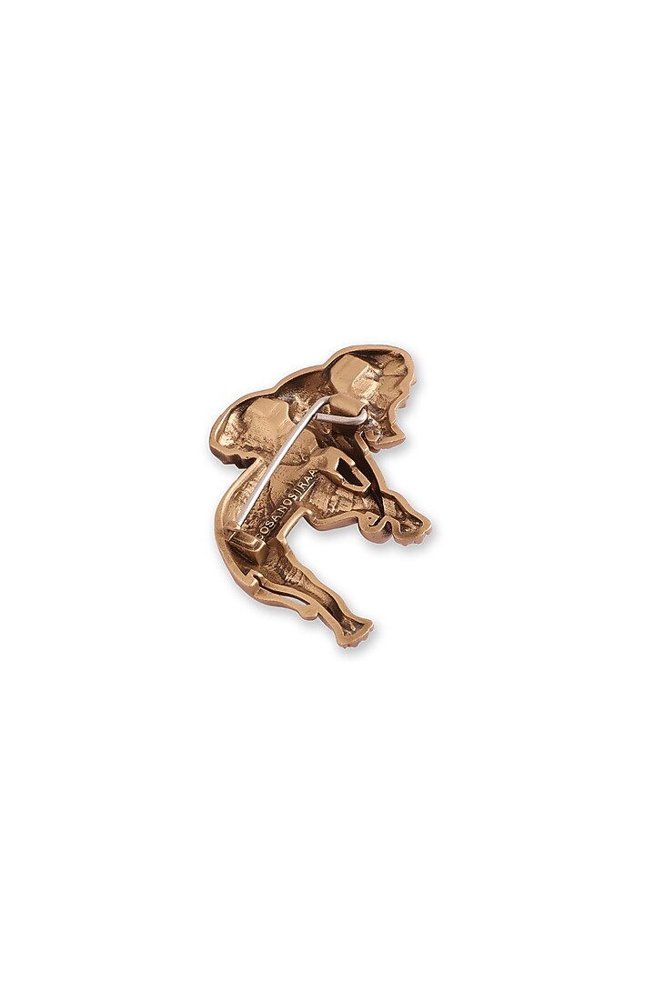 Antique Gold Brass Majestic Guardian Elephant Brooch by Cosa Nostraa at Pernia's Pop Up Shop