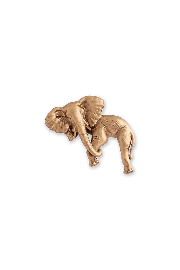 Antique Gold Brass Majestic Guardian Elephant Brooch by Cosa Nostraa at Pernia's Pop Up Shop