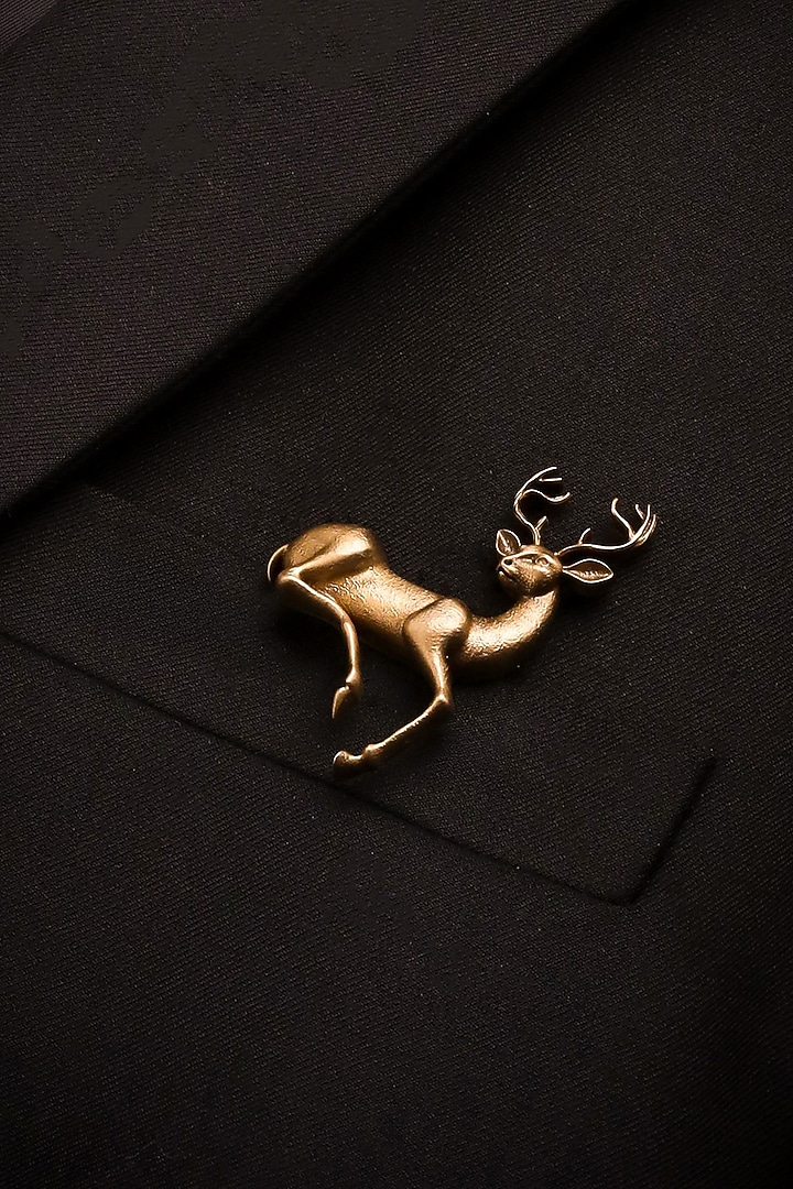 Antique Gold Brass Noble Deer Brooch by Cosa Nostraa at Pernia's Pop Up Shop