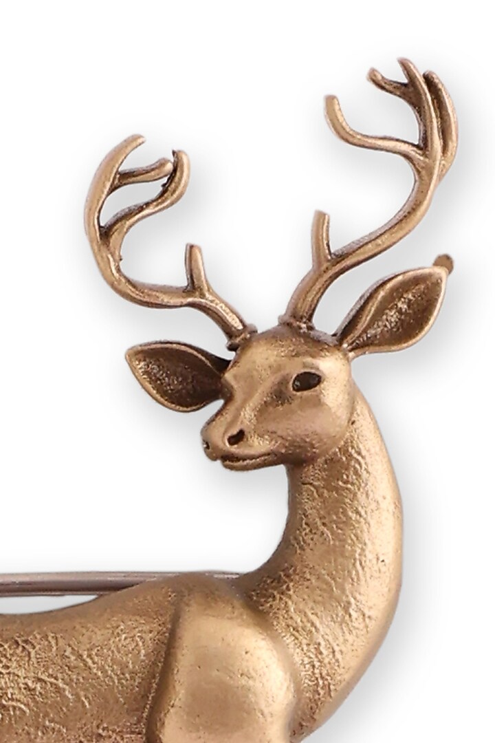 Antique Gold Brass Noble Deer Brooch by Cosa Nostraa at Pernia's Pop Up Shop
