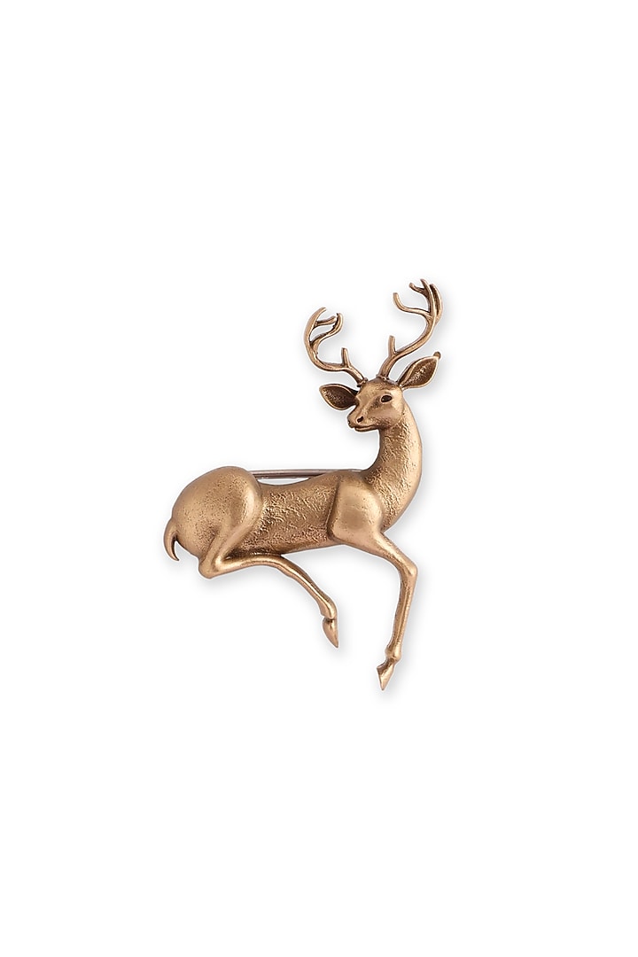 Antique Gold Brass Noble Deer Brooch by Cosa Nostraa at Pernia's Pop Up Shop