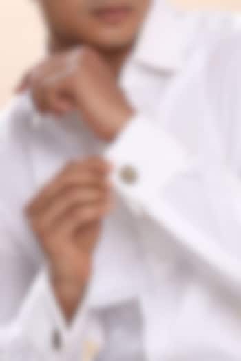 Antique Gold Brass Divine Lotus Cufflinks With Lapel Pin by Cosa Nostraa at Pernia's Pop Up Shop