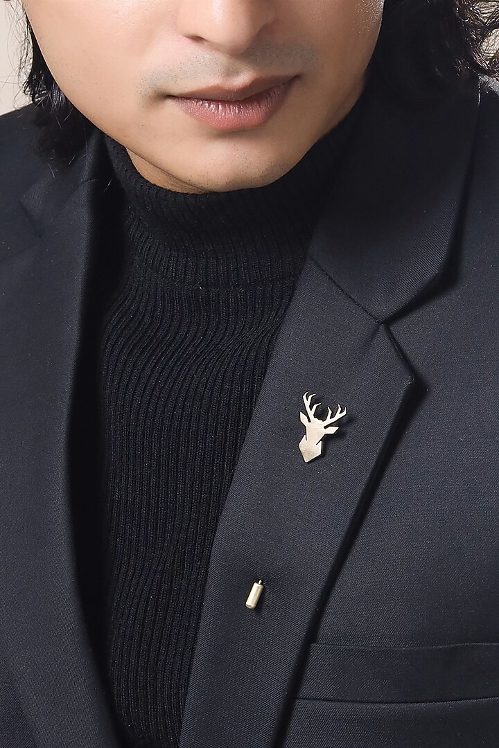 Antique Gold Brass Imperial Stag Cufflinks With Lapel Pin by Cosa Nostraa at Pernia's Pop Up Shop