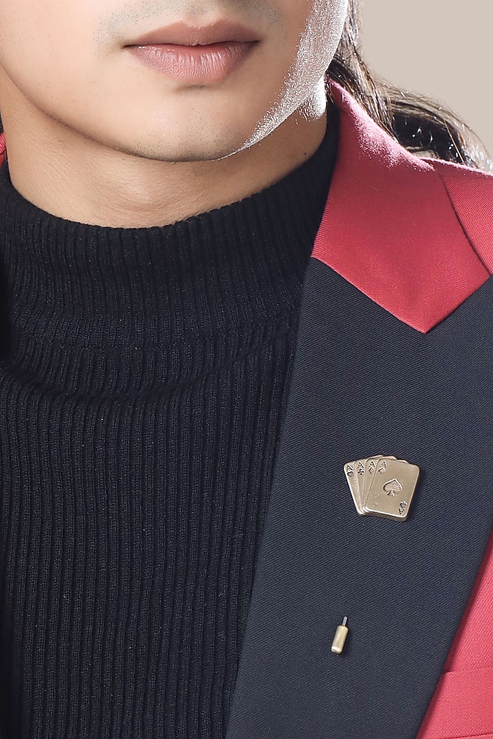 Antique Gold Ace Rule & Lotus Magic Brass Cufflinks With Lapel Pin by Cosa Nostraa at Pernia's Pop Up Shop