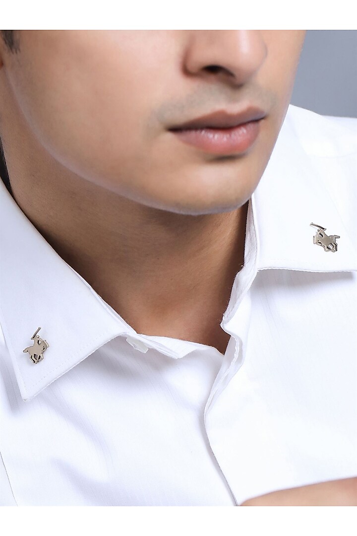 Antique Gold Brass Warrior & Power Gun Collar Tips (Set of 4) by Cosa Nostraa at Pernia's Pop Up Shop