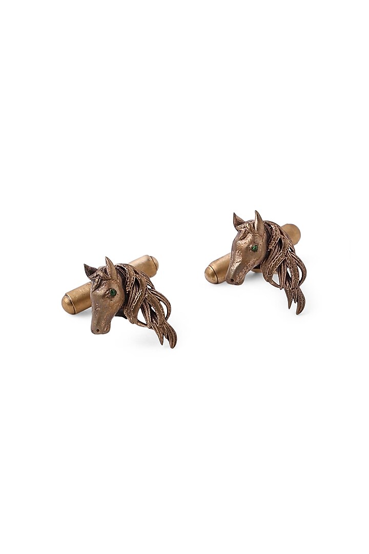 Antique Gold Majestic Horse Cufflinks With Lapel Pin by Cosa Nostraa at Pernia's Pop Up Shop