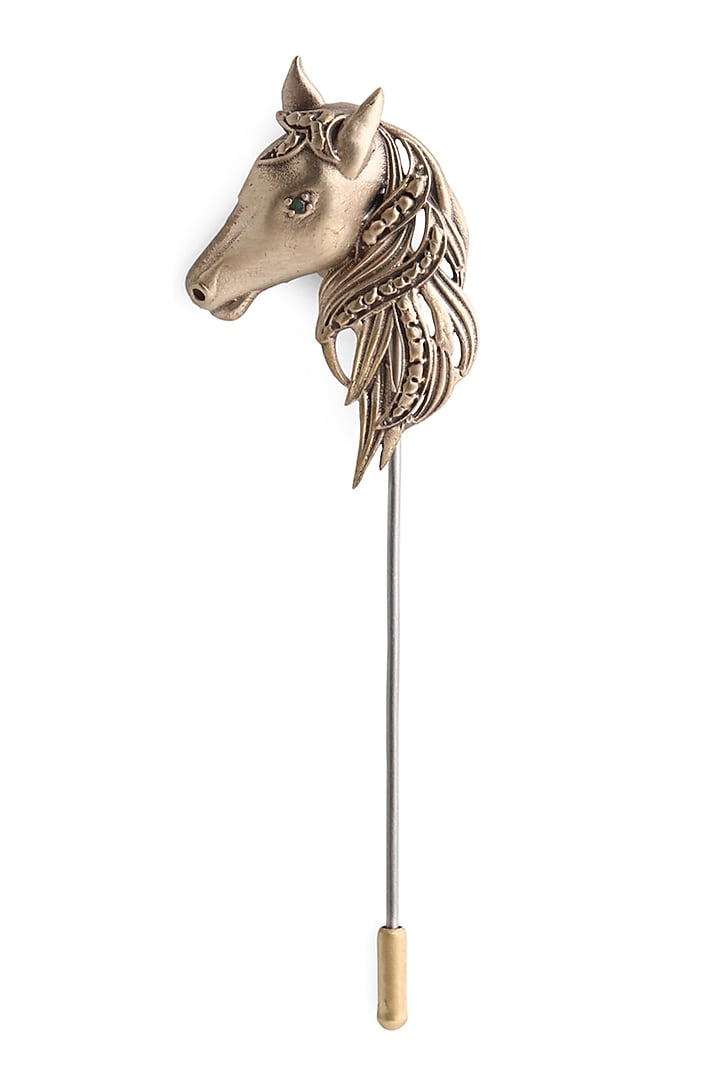 Antique Gold Majestic Horse Cufflinks With Lapel Pin by Cosa Nostraa at Pernia's Pop Up Shop