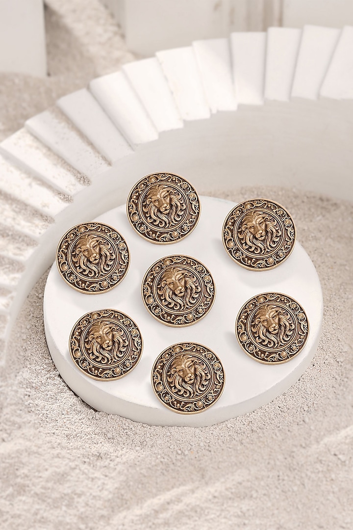 Antique Gold Might Of Lion Buttons (Set Of 7) by Cosa Nostraa at Pernia's Pop Up Shop
