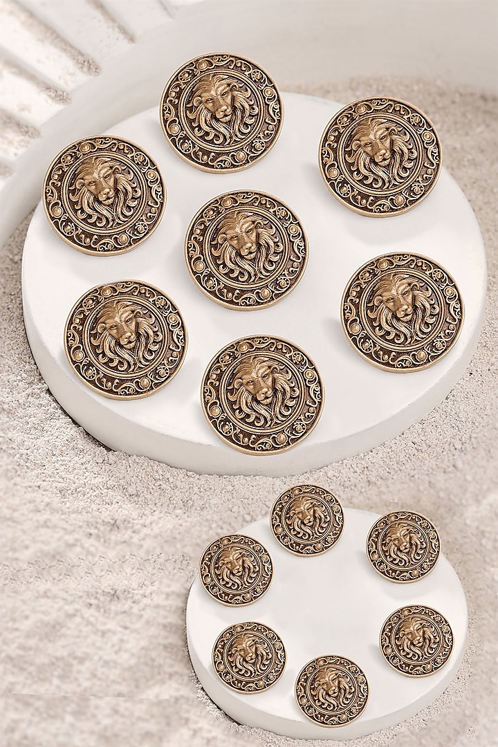 Antique Gold Might Of Lion Buttons (Set Of 13) by Cosa Nostraa