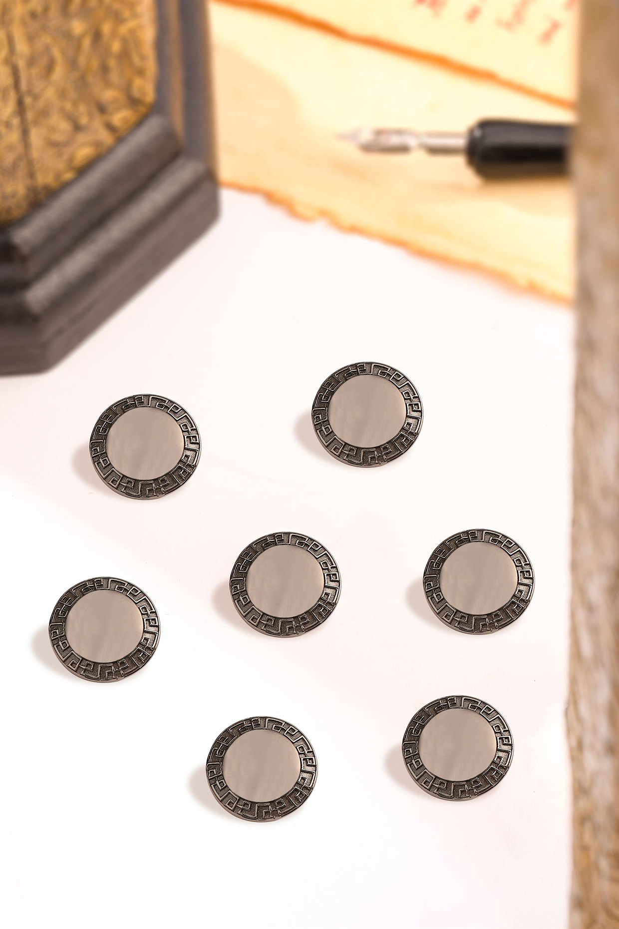 Antique Gold Rustic Buttons (Set Of 7) by Cosa Nostraa at Pernia's Pop Up Shop