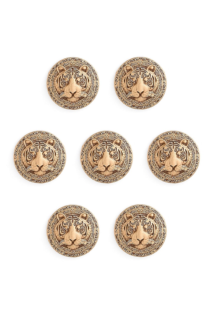 Antique Gold Fiery Tigger Buttons (Set Of 7) by Cosa Nostraa at Pernia's Pop Up Shop