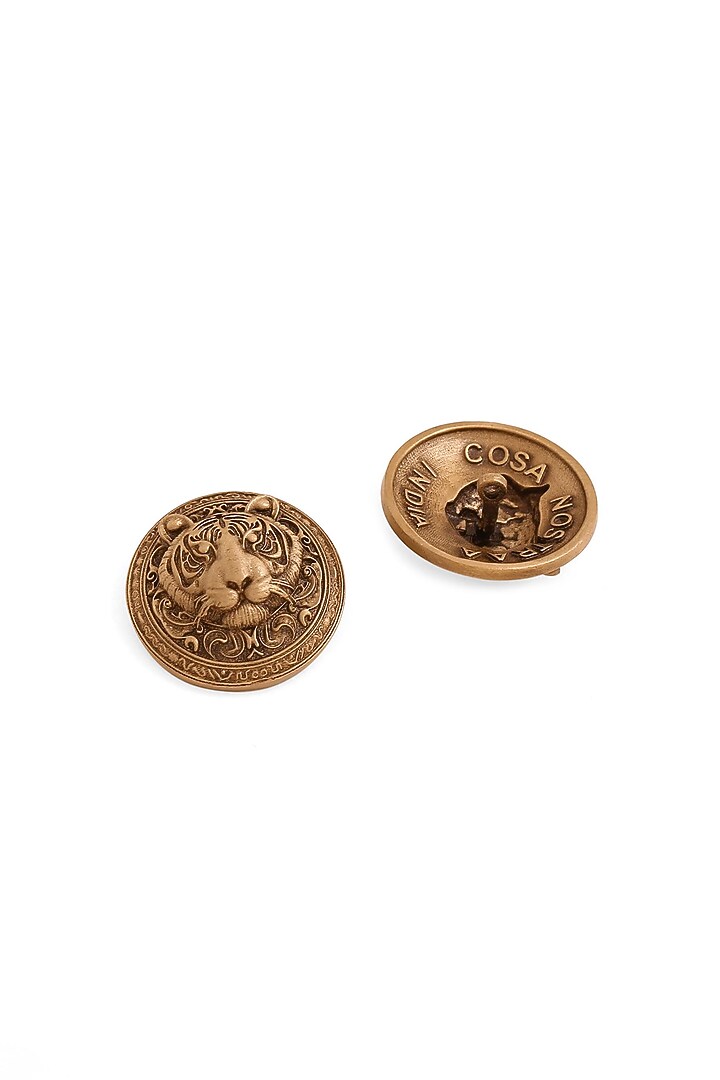 Antique Gold Inferno Tiger Buttons (Set Of 7) by Cosa Nostraa at Pernia's Pop Up Shop