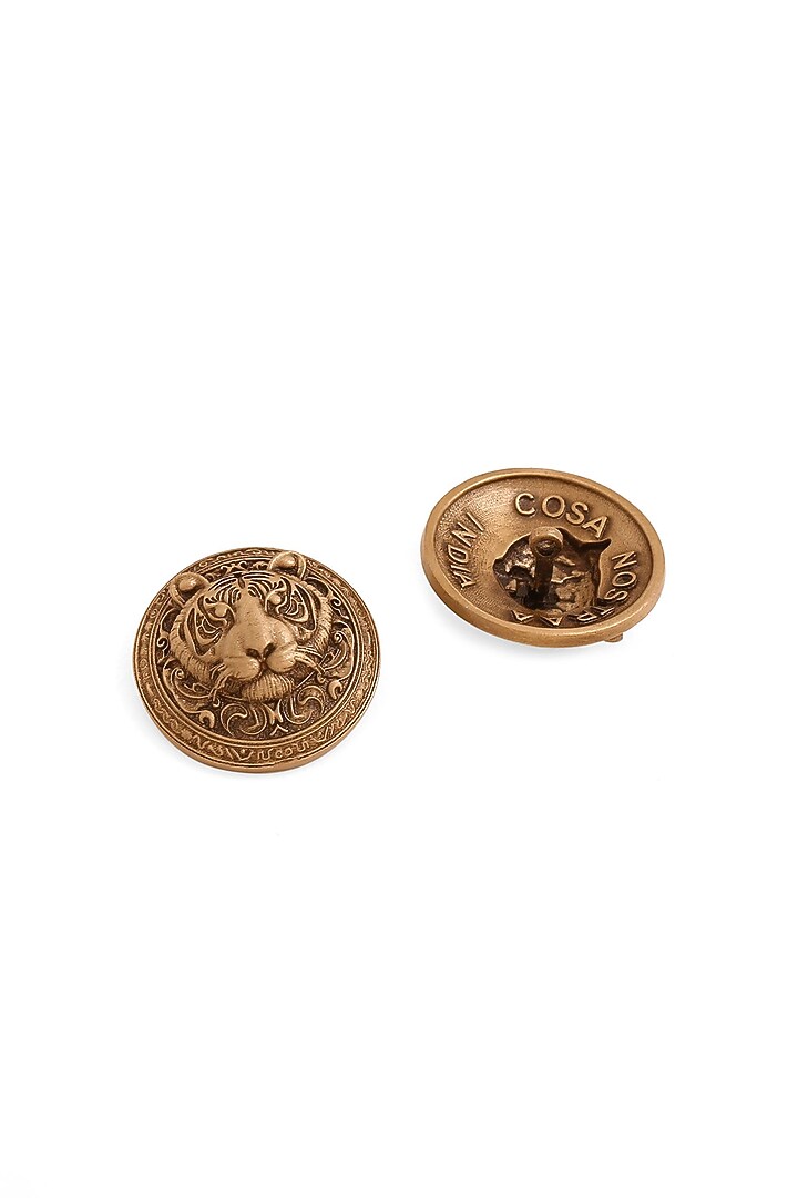 Antique Gold Inferno Tiger Buttons (Set Of 13) by Cosa Nostraa at Pernia's Pop Up Shop