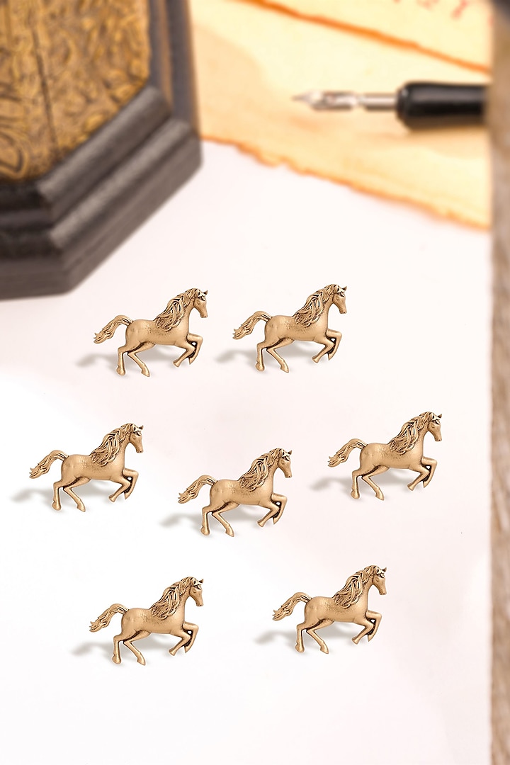 Antique Gold Stallion Star Buttons (Set Of 7) by Cosa Nostraa at Pernia's Pop Up Shop