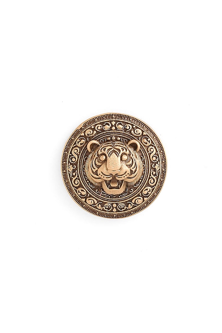 Antique Gold Blazing Tiger Buttons (Set Of 7) by Cosa Nostraa at Pernia's Pop Up Shop