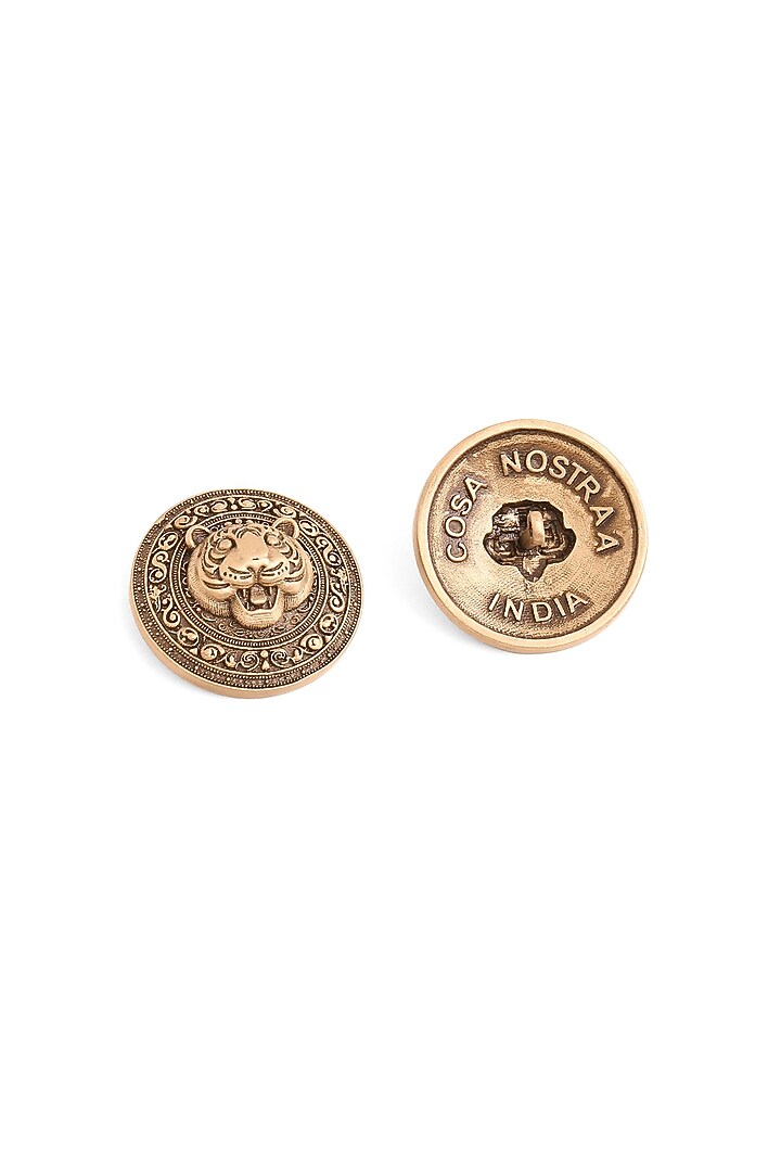 Antique Gold Blazing Tiger Buttons (Set Of 7) by Cosa Nostraa at Pernia's Pop Up Shop