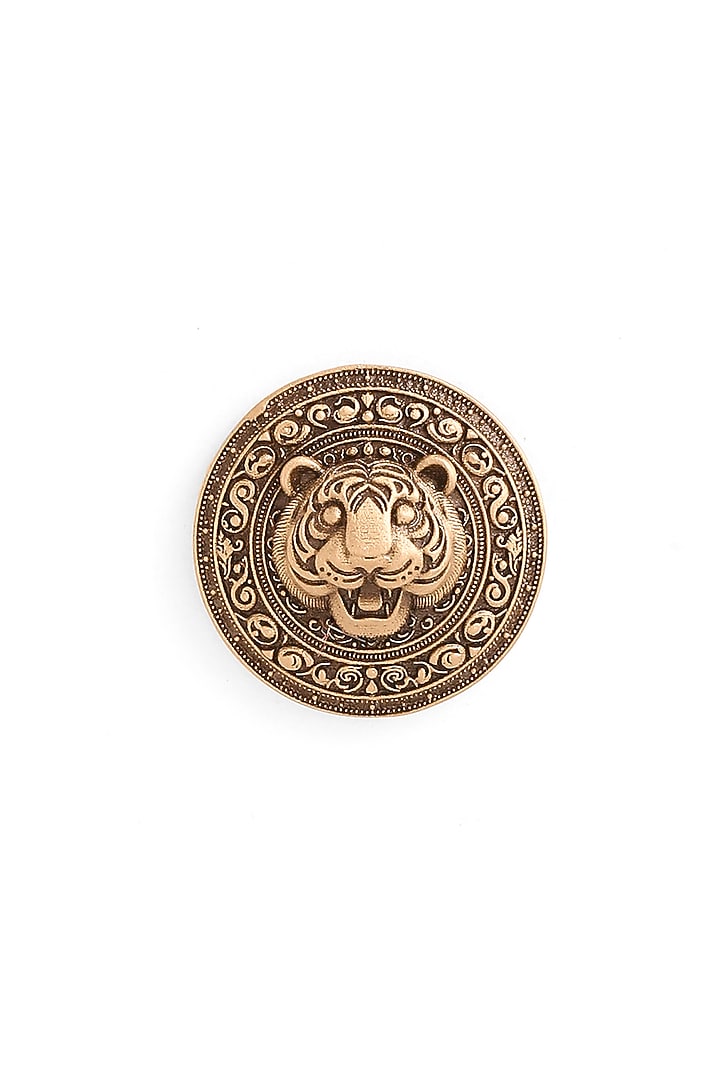 Antique Gold Blazing Tiger Buttons (Set Of 13) by Cosa Nostraa at Pernia's Pop Up Shop