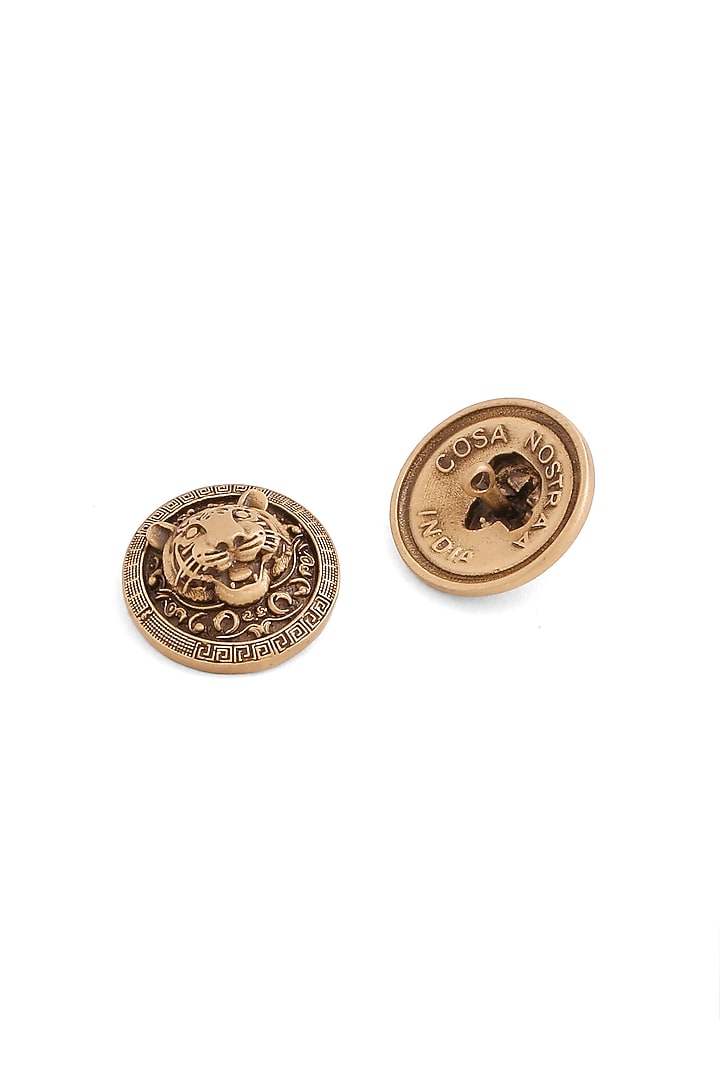 Antique Gold Royal Tiger Buttons (Set Of 7) by Cosa Nostraa at Pernia's Pop Up Shop