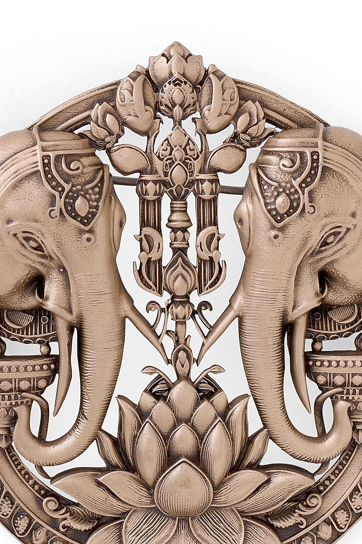 Antique Gold Dual Elephant Brooch by Cosa Nostraa at Pernia's Pop Up Shop