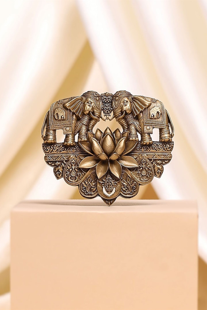Antique Gold Twin Elephant Elegance Brooch by Cosa Nostraa at Pernia's Pop Up Shop