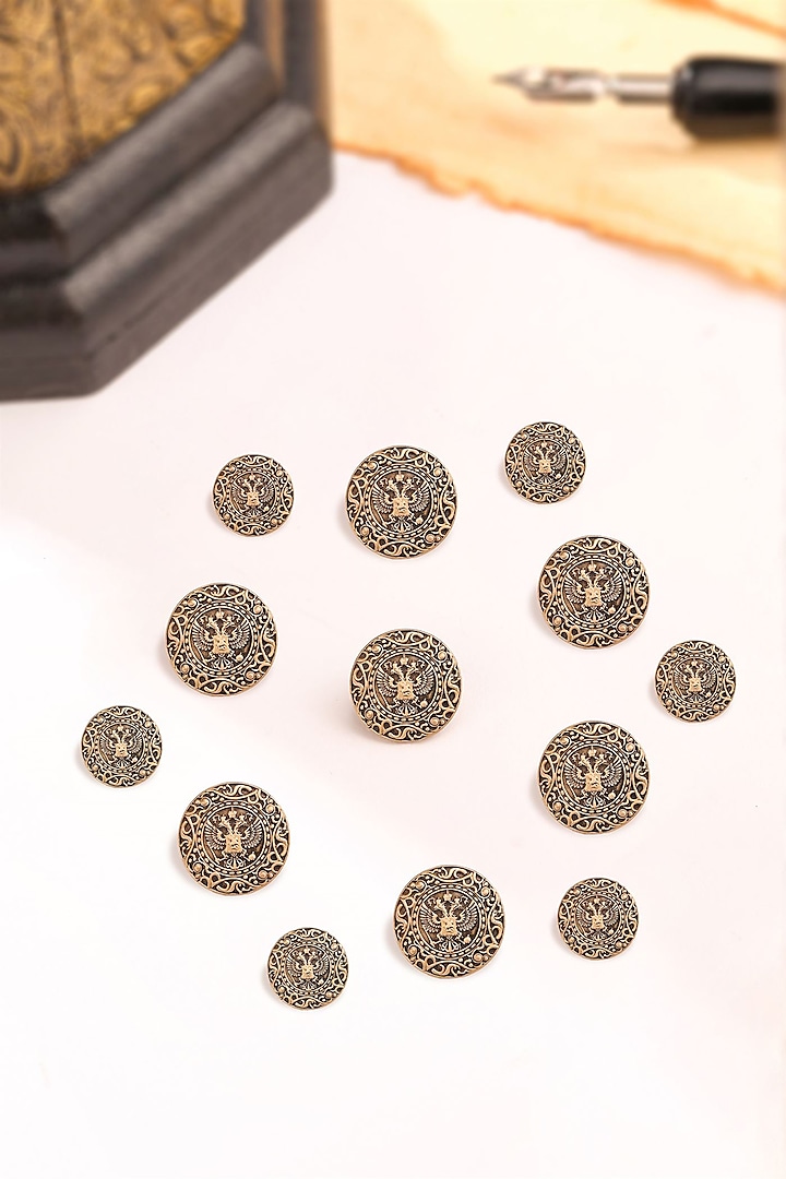 Antique Gold Warrior Buttons (Set Of 13) by Cosa Nostraa