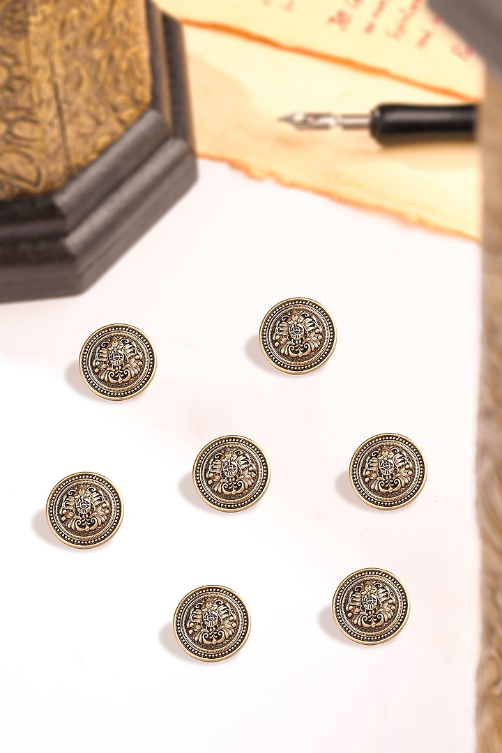 Antique Gold Coat Of Arm Buttons (Set Of 7) by Cosa Nostraa at Pernia's Pop Up Shop