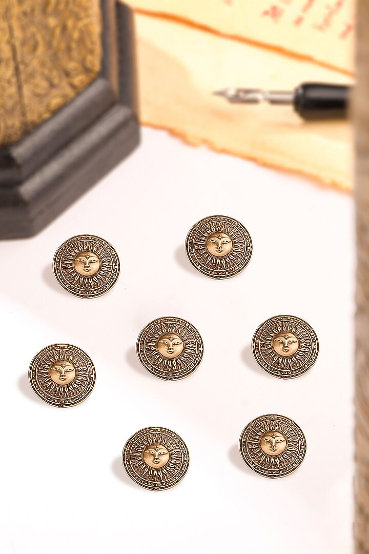 Antique Gold Radiant Sun Buttons (Set Of 7) by Cosa Nostraa at Pernia's Pop Up Shop