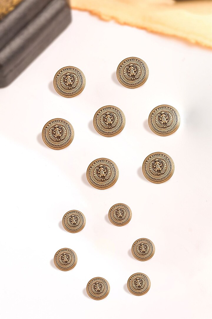 Antique Gold Vintage Vibe Buttons (Set Of 13) by Cosa Nostraa at Pernia's Pop Up Shop