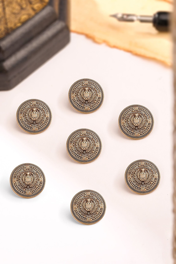 Antique Gold Elehpant Shield Buttons (Set Of 7) by Cosa Nostraa at Pernia's Pop Up Shop