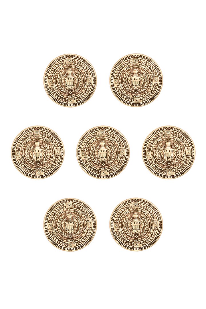 Antique Gold Elehpant Shield Buttons (Set Of 7) by Cosa Nostraa at Pernia's Pop Up Shop