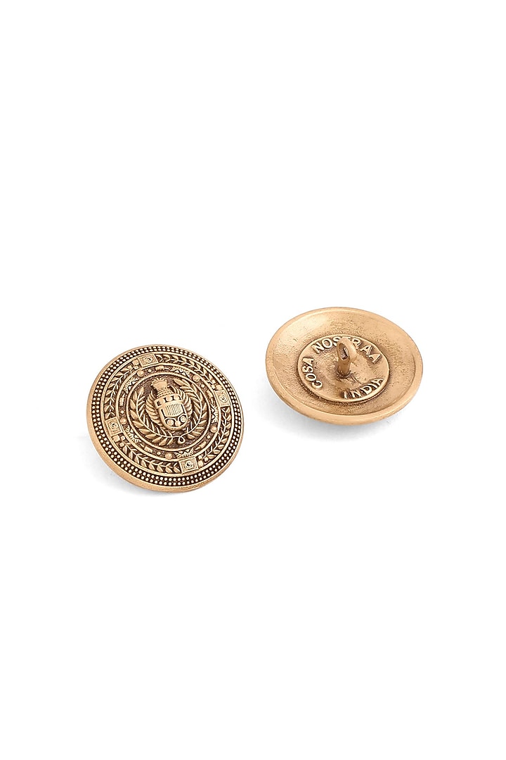 Antique Gold Elephant Shield Buttons (Set Of 13) by Cosa Nostraa at Pernia's Pop Up Shop
