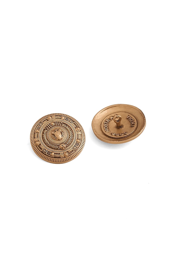 Antique Gold Iconic Shield Buttons (Set Of 13) by Cosa Nostraa at Pernia's Pop Up Shop
