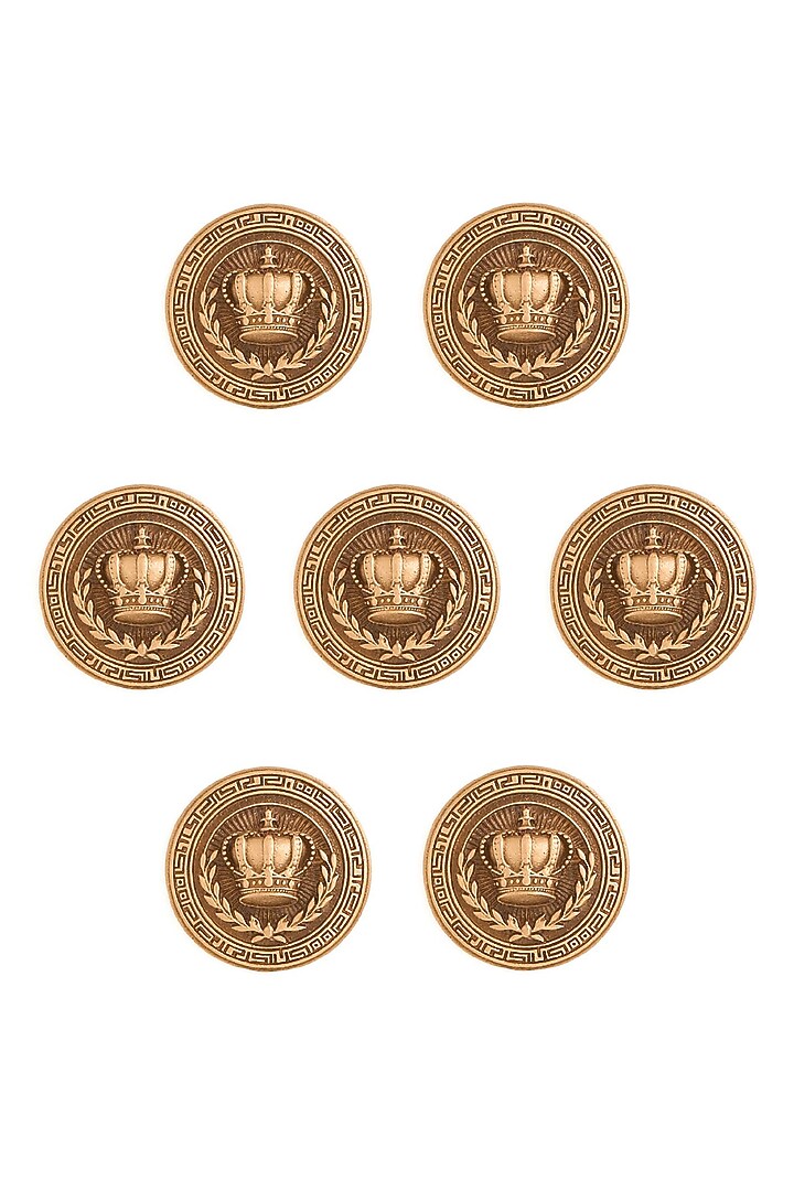 Antique Gold Elite Crown Buttons (Set Of 7) by Cosa Nostraa at Pernia's Pop Up Shop