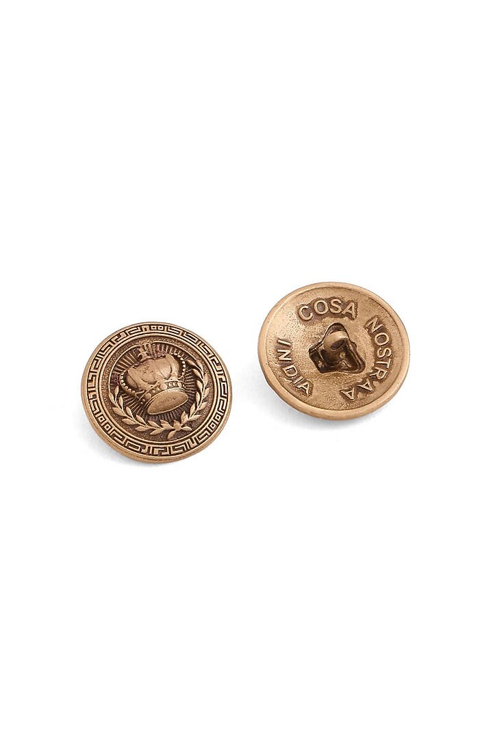 Antique Gold Elite Crown Buttons (Set Of 7) by Cosa Nostraa at Pernia's Pop Up Shop