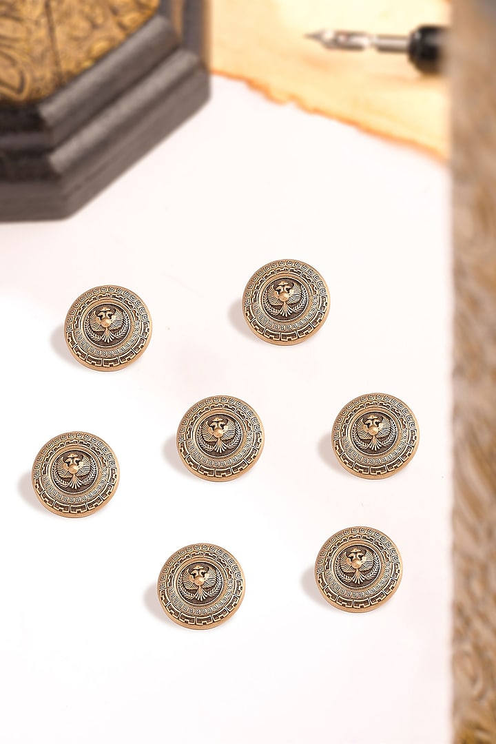 Antique Gold Rise Of Phoenix Buttons (Set Of 7) by Cosa Nostraa at Pernia's Pop Up Shop