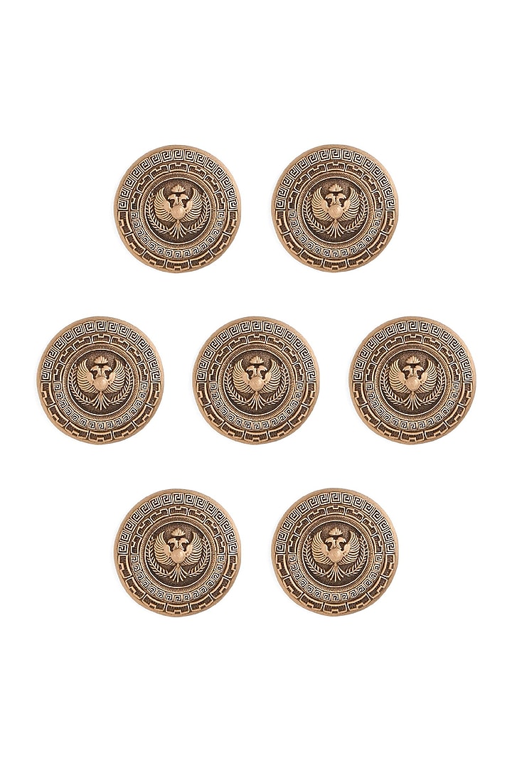 Antique Gold Rise Of Phoenix Buttons (Set Of 7) by Cosa Nostraa at Pernia's Pop Up Shop