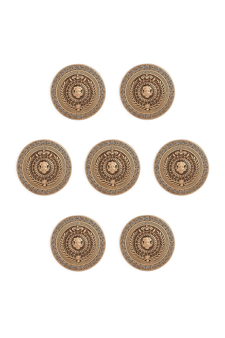 Antique Gold Regal Lion Motif Buttons (Set Of 7) by Cosa Nostraa at Pernia's Pop Up Shop