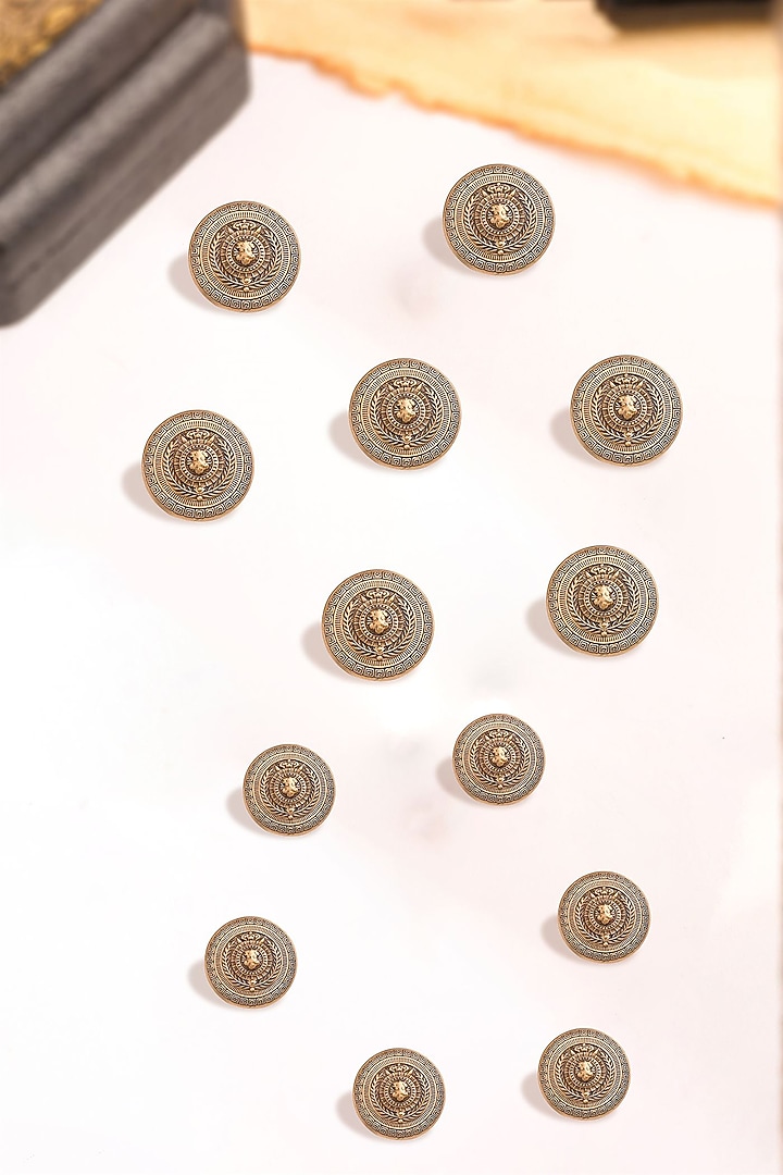Antique Gold Regal Lion Motif Buttons (Set Of 13) by Cosa Nostraa at Pernia's Pop Up Shop