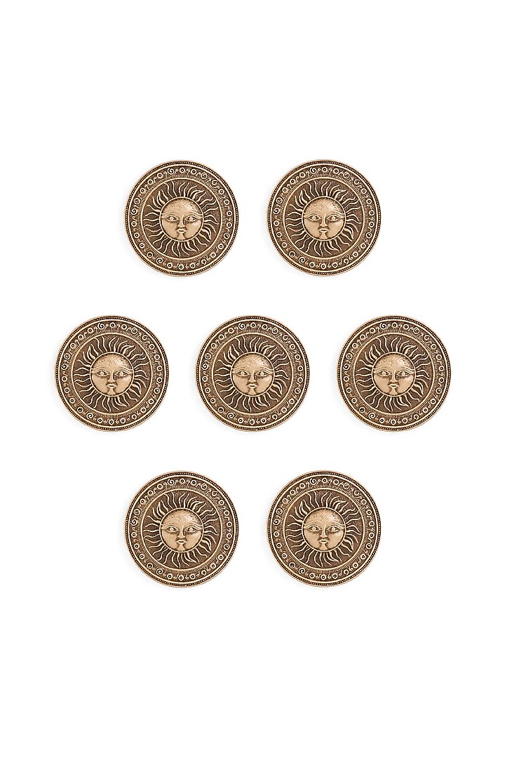 Antique Gold Luminous Sun Buttons (Set Of 7) by Cosa Nostraa at Pernia's Pop Up Shop