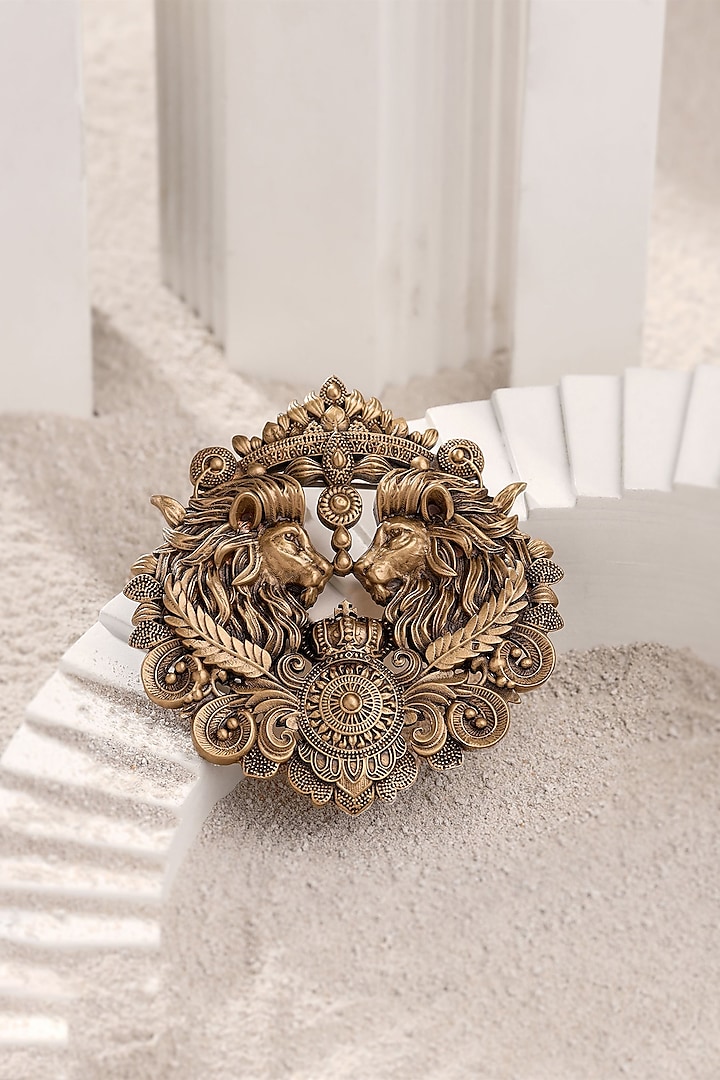 Antique Gold Lion Shield Brooch by Cosa Nostraa