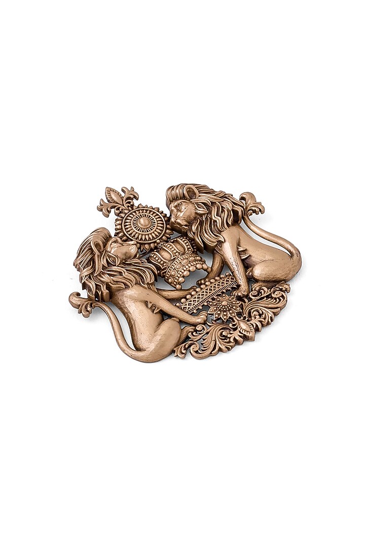 Antique Gold Dual Roar Brooch by Cosa Nostraa at Pernia's Pop Up Shop