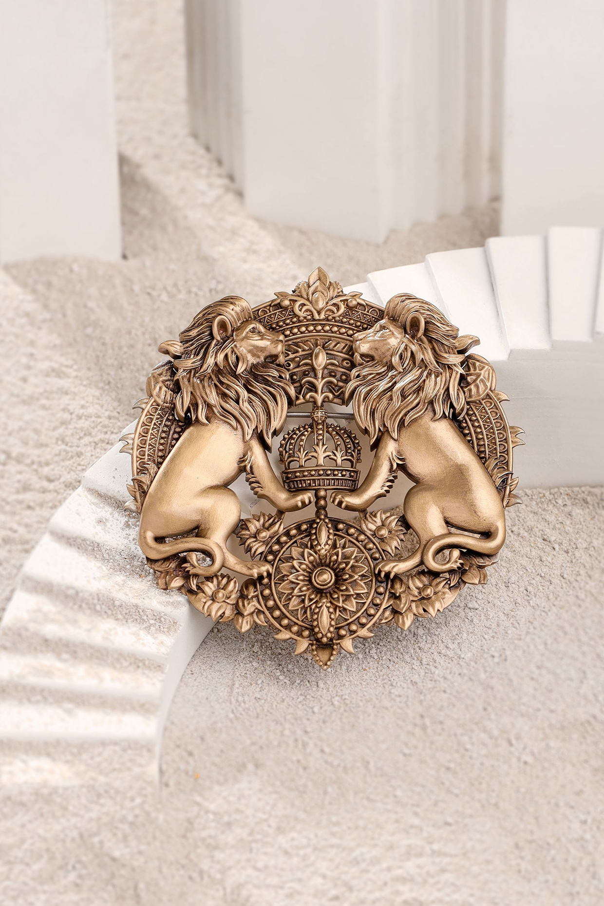 Antique Gold Twin Roar Brooch by Cosa Nostraa