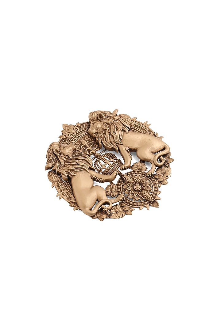 Antique Gold Twin Roar Brooch by Cosa Nostraa at Pernia's Pop Up Shop
