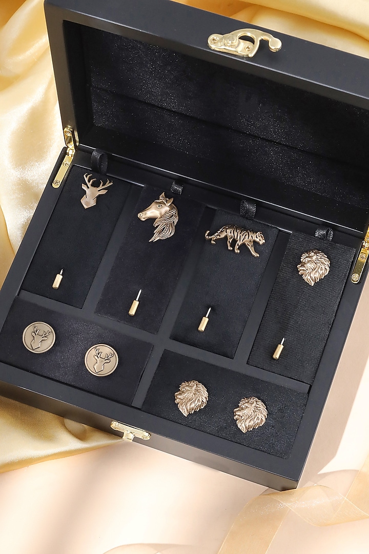 Antique Gold Brass Lapel Pin Set by Cosa Nostraa