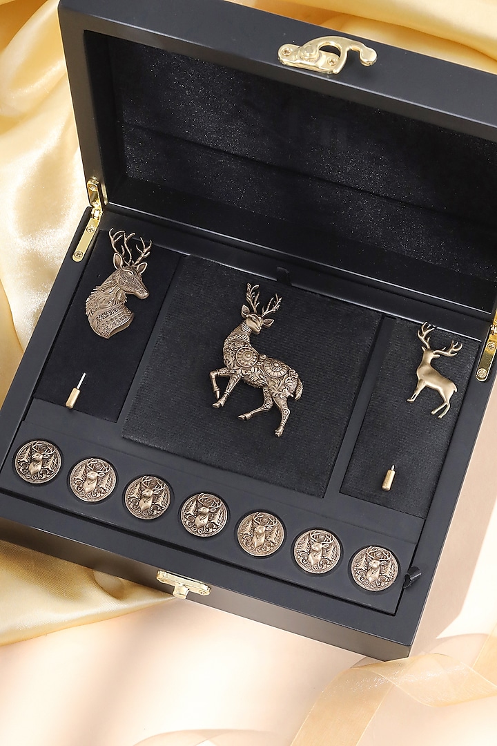 Antique Gold Brass Brooch Set by Cosa Nostraa
