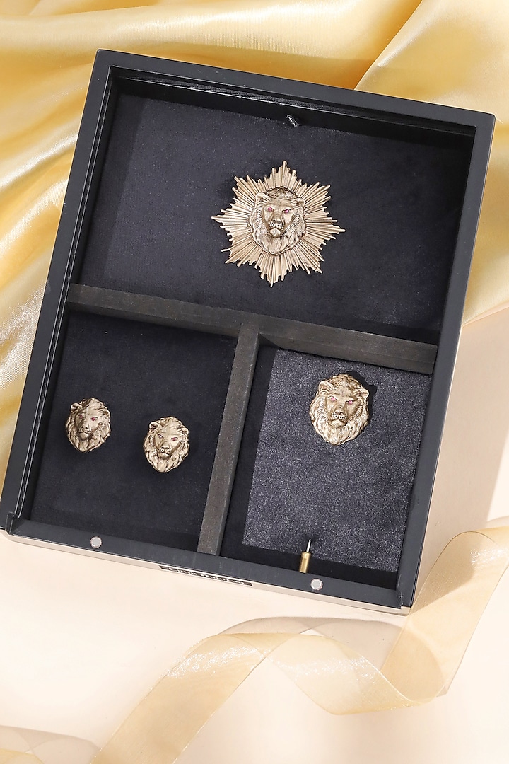Antique Gold Brass Brooch Set by Cosa Nostraa