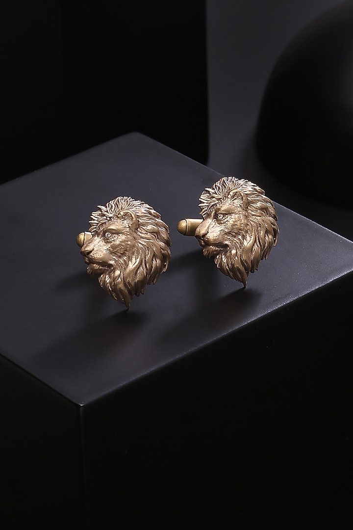 Antique Gold Brass Brooch With Cufflinks by Cosa Nostraa at Pernia's Pop Up Shop