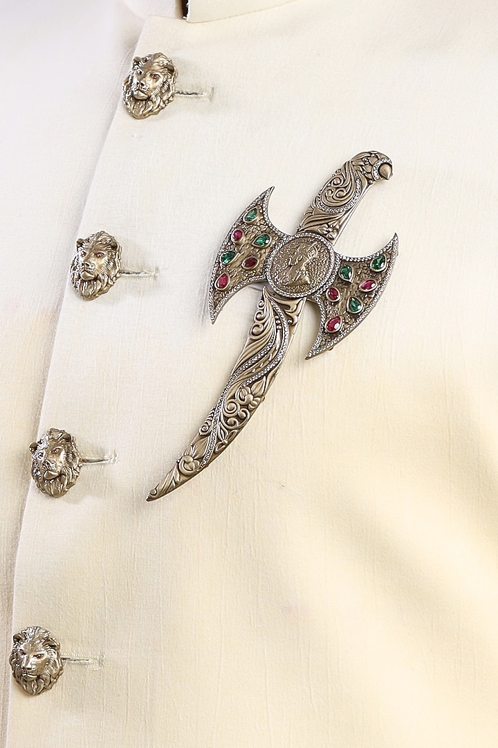 Antique Gold Finish Sword Of Mercy Brooch by Cosa Nostraa at Pernia's Pop Up Shop